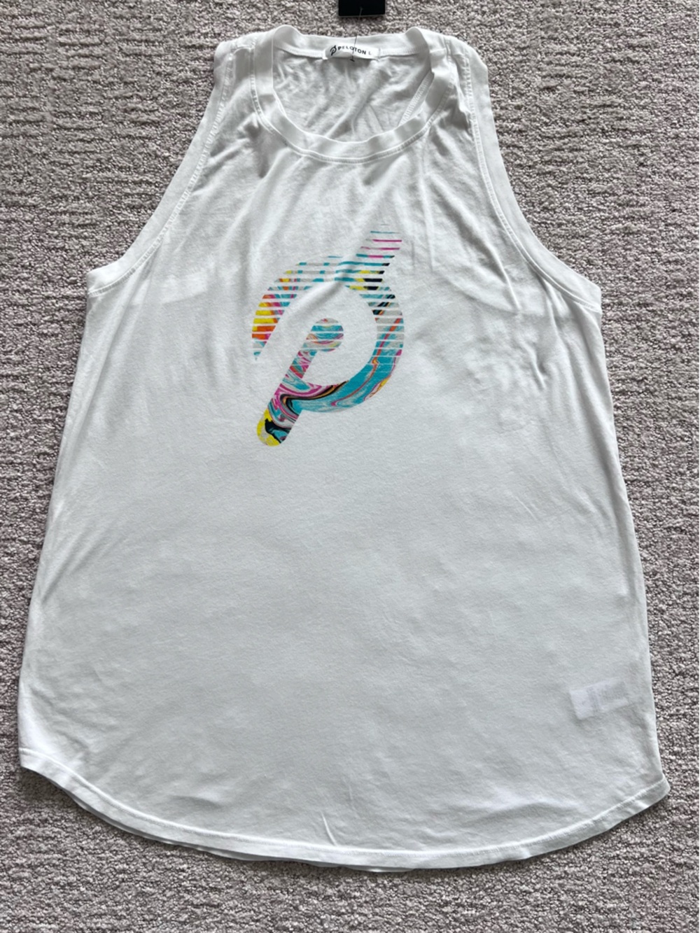 Peloton White Tank Top with Multicolor Logo